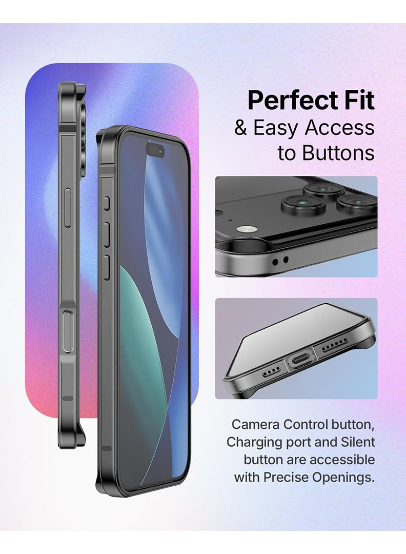 Theodor iPhone 17 Pro Aluminum Frame Metal Bumper Frame Slim Hard Case Cover, Metal Frame Armor with Soft Inner Bumper, Raised Edge Protection for iPhone 17 Pro 6.3", Natural Grey - Image 2